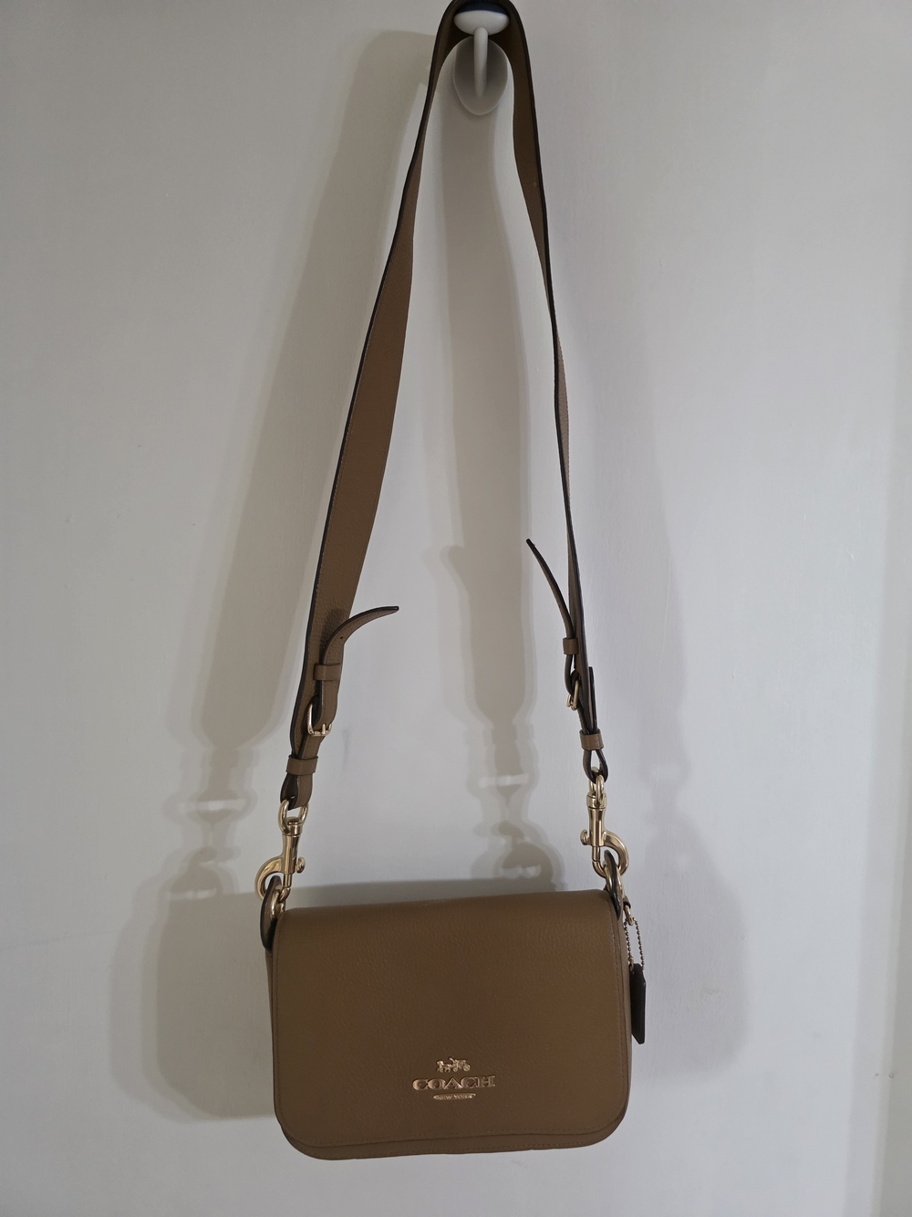 Coach Pebbled Leather Crossbody Bag in Tan - Picture 2 of 12